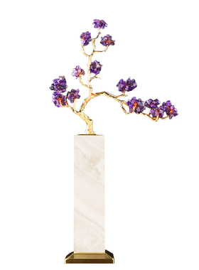 新中式轻奢高档紫气东来树摆件