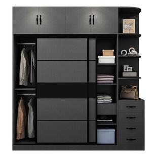 衣柜实木生态板推拉滑移门现代简约家用卧室组合柜子储物柜大衣橱