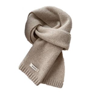 精选澳洲100%羊毛高级围脖百搭男女冬季纯色保暖针织新款围巾红色