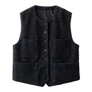 梭家｜忘乎所以｜意大利进口羊毛夹棉马甲秋冬女士文艺短外套百搭