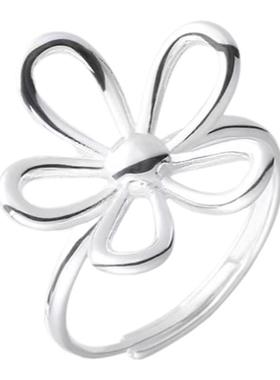 镂空花朵戒指纯银ins风女