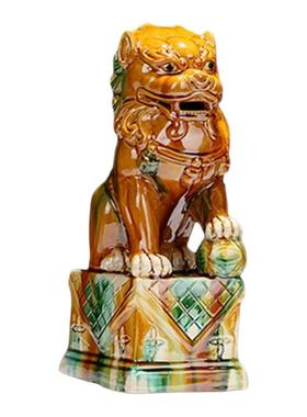 故宫国潮狮子摆件一对唐三彩文创