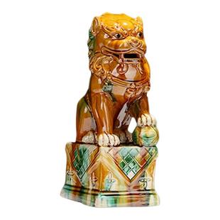 故宫国潮狮子摆件一对唐三彩文创陶瓷招财石狮子模型手办工艺品