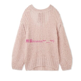 宽松慵懒风!纯元LB家 甜美马海毛镂空系带针织衫毛衣