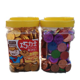 巧力士桶装金币巧克力500g 儿童1角彩币硬币巧克力糖果零食包邮