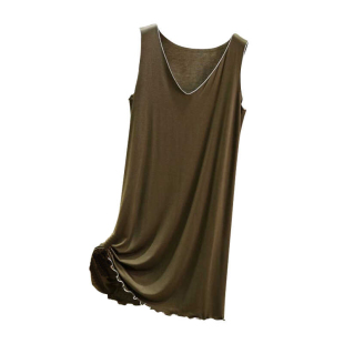 莫代尔背心连衣裙夏季薄款低领V领性感打底衫女中长款无袖吊带裙