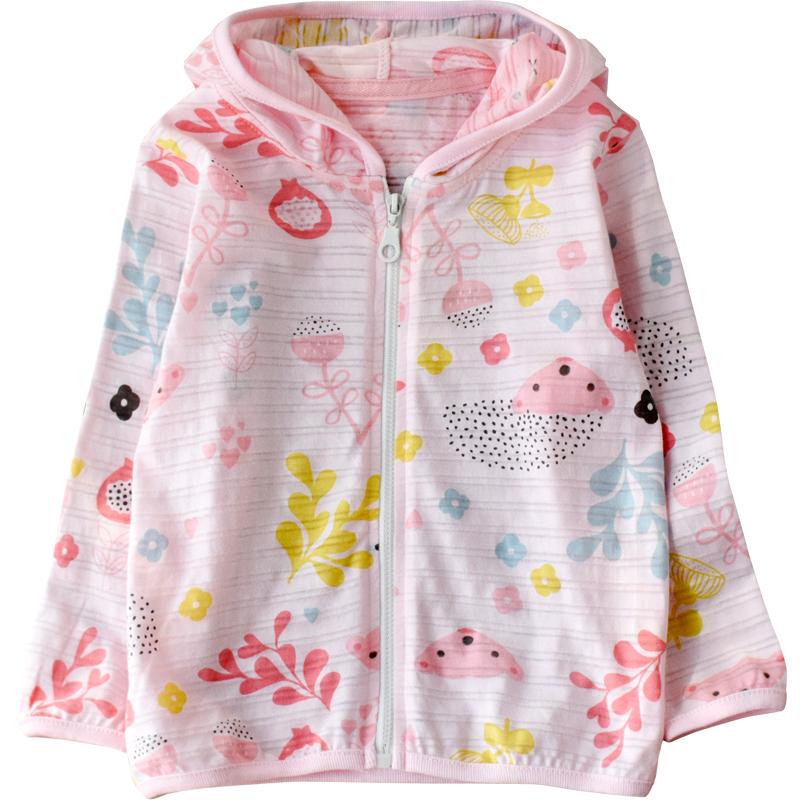 儿童防晒服女童防晒衣夏季纯棉薄外套宝宝透气皮肤衣小女孩拉链衫