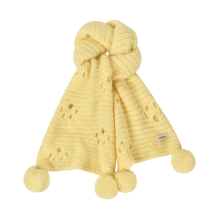 粉色可爱猫爪毛球针织围巾女冬季学生纯色保暖百搭毛线围脖设计感