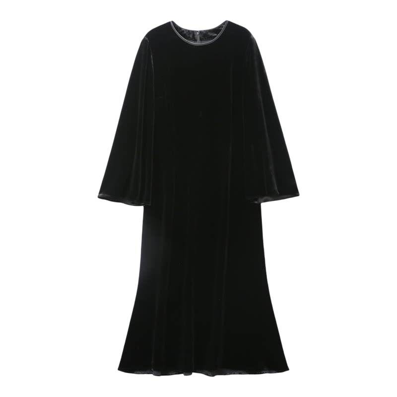 26新品法式万用小黑裙【真丝丝绒系列】圆领宴会仙女 长裙连衣裙