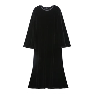 26新品法式万用小黑裙【真丝丝绒系列】圆领宴会仙女 长裙连衣裙