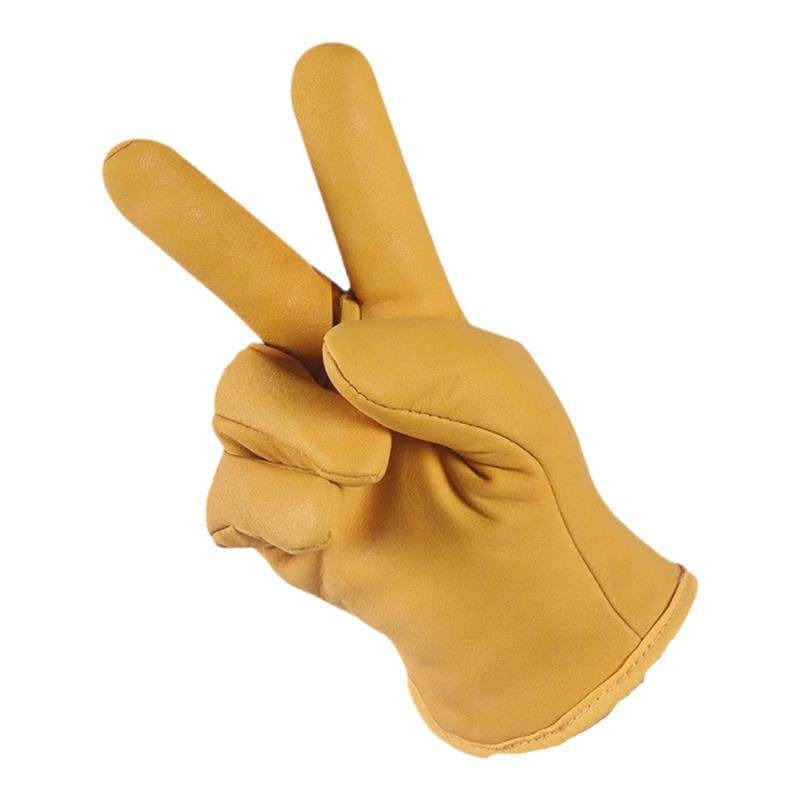 真牛皮加绒电焊手套耐磨防烫隔热柔软焊工耐用防护劳保短款皮手套