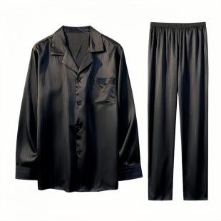 猫人真丝男士睡衣春夏季薄款高级感冰丝宽松大码开衫家居服礼盒装