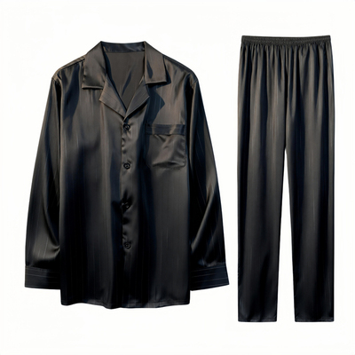 猫人真丝男士睡衣春夏季薄款高级感冰丝宽松大码开衫家居服礼盒装