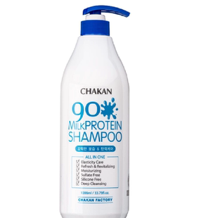 CHAKAN进口韩国女神90%牛奶蛋白洗发水Shampoo洗护修护1000ml瓶装