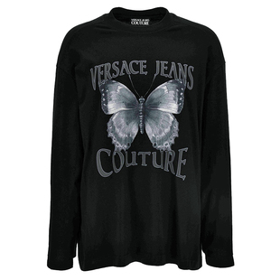Versace/范思哲VJ 男士奢潮蝴蝶印花宽松长袖T恤 79GAHP07 CJ01P