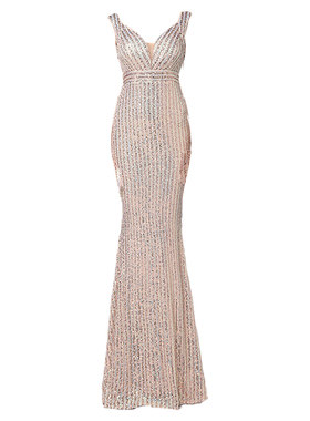 亮片亮闪长款网红鱼尾婚礼晚礼服