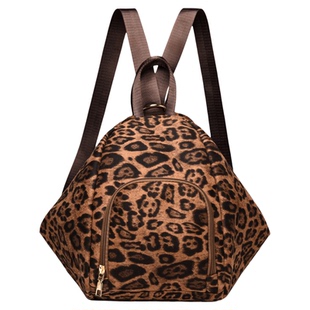 大容量豹纹双肩包女高级感时尚百搭多功能旅行包休闲轻便通勤包