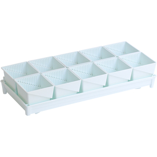 美莳多肉育苗花盆叶插控根塑料加厚透气长条形肉肉套装组合带托盘