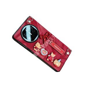 红色新年款适用华为matex7折叠手机壳新款华为x6x5x3壳膜一体卡通可爱小熊荣耀v5支架挂绳vivoxfold5防摔保护