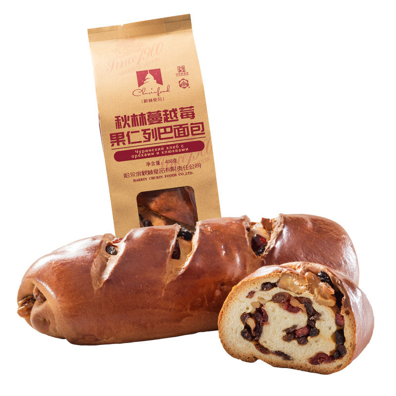秋林 蔓越莓果仁列巴400g 坚果仁果脯多 开袋即食营养早餐