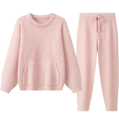 半边绒睡衣女款外穿新款居家服冬