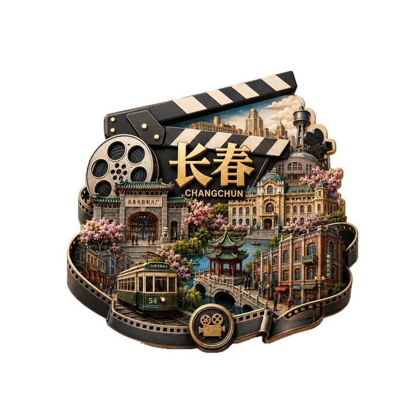 网红爆款长春3d立体冰箱贴金属浮雕文创旅游纪念品磁吸伴手礼国潮