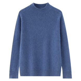 秋冬新款100%纯山羊绒衫男半高领加厚宽松针织毛衣男款保暖打底衫