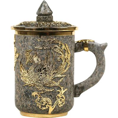 麦饭石杯镀24k黄金净水养生礼品