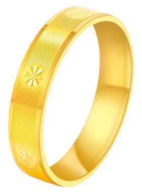 沙金999米字钻纹戒指情侣对戒