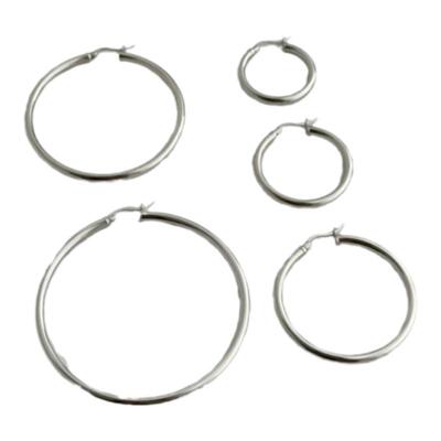 几何光面耳圈通体S925纯银气质