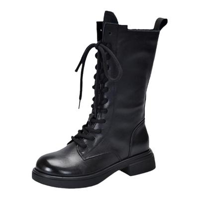 高级头层牛皮中筒靴长筒