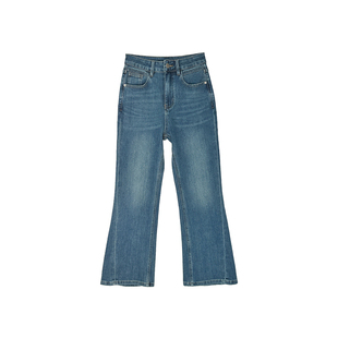 本期必入！~四面弹九分微喇叭裤女春季新款高腰修身显瘦牛仔裤子