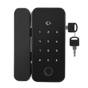 办公室玻璃门指纹锁单双门免开孔门禁钥匙智能电子密码门锁NFC