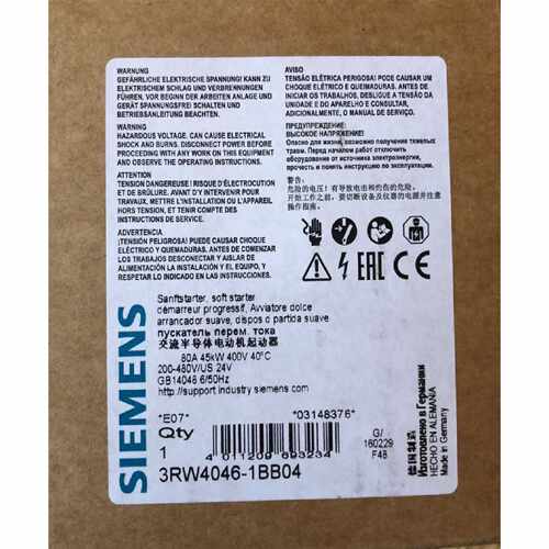 议价3RW4046-1BB04软启动器3RW40461BB04  电动机启动器