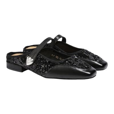 粗跟软底后空玛丽珍穆勒凉拖鞋