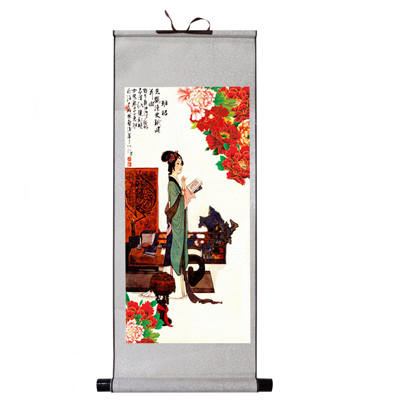 华三川 古典美女 班昭挂画 百美图 丝绸画 装饰卷轴画工笔人物画