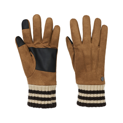 ELLE HOMME仿麂皮绒手套男士加绒加厚保暖户外百搭可触屏分指开车