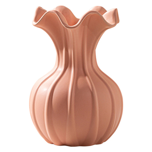 法式陶瓷大肚宽口花瓶高级感插花复古美式玫瑰客厅摆件白色奶油风