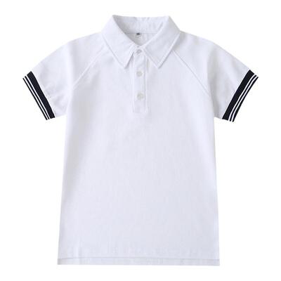 POLO校服夏季短袖T恤插肩袖白色