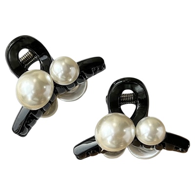 韩国进口小号珍珠黑色抓夹法式百搭刘海夹侧边夹后脑勺碎发夹顶夹