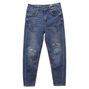 小码牛仔裤特价ABLE JEANS女裤潮流裤小脚做旧破洞泼墨立体锥形裤