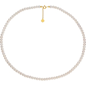 潮宏基小确幸珍爱心缘黄18k金珍珠项链淡水珠锁骨链生日礼物