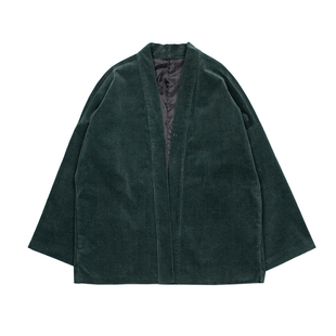 雾撞山野 日系复古灯芯绒和服宽松和风羽织男士无领道袍长袖外套