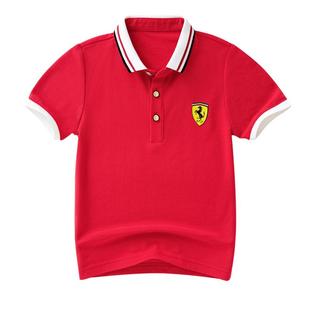 男童夏季短袖t恤2026纯棉新款男孩儿童大童Polo衫红色男带领翻领