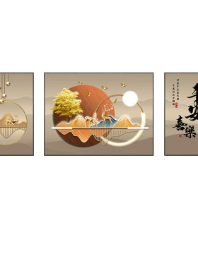 现代轻奢客厅装饰画沙发背景墙画
