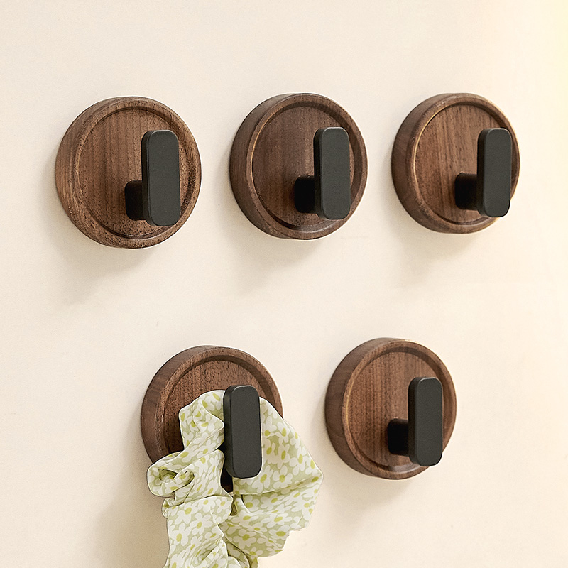 cmeo黑胡桃木粘胶挂钩强力承重浴室卫生间门后粘钩免打孔壁挂玄关