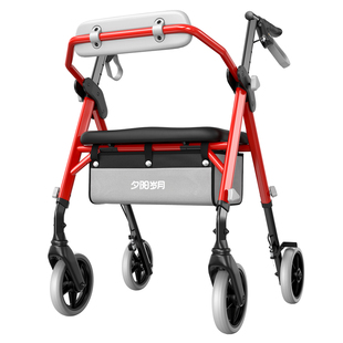 夕阳岁月助行车老人康复助步辅助行走器多功能手推车可推可坐带轮