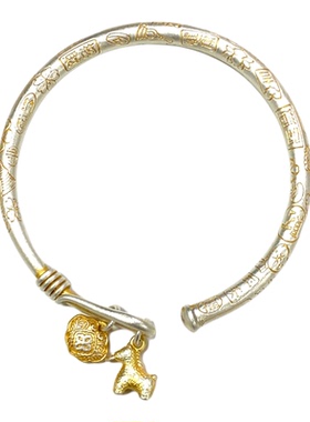 燕归木马戏国风足银百搭重工手镯