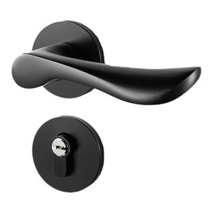 分体锁室内门锁简约黑色房门锁通用型静音锁实木卧室门锁门把锁具