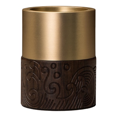 纯黄铜茶筒笔筒茶道六君子收纳罐